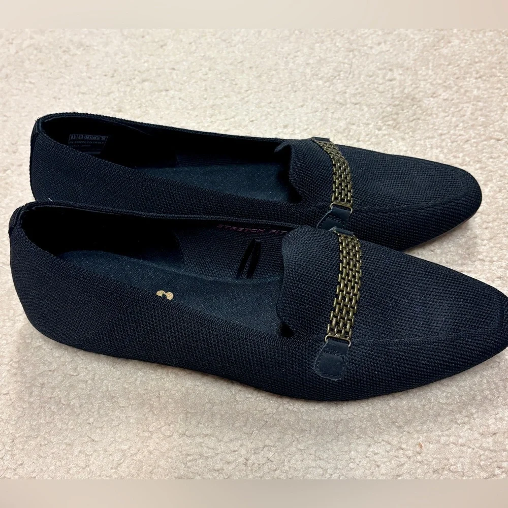 Skechers Black Loafers with Gold Accent - Picture 2 of 8
